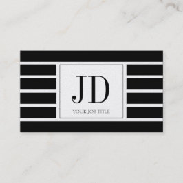 YourJobTitle Monogramm/Striped,/Schwarzes,/Platin Visitenkarte