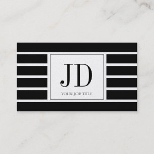 YourJobTitle Monogramm/Striped,/Schwarzes,/Platin Visitenkarte