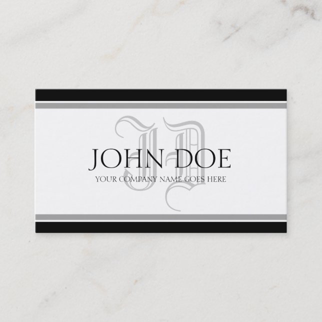 YourJobTitle römisches silbernes Monogramm Visitenkarte (Vorderseite)