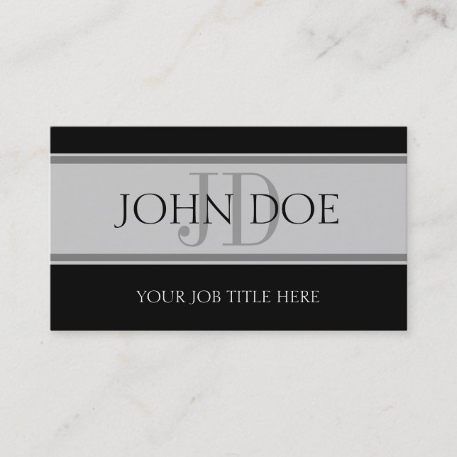 YourJobTitle Stripes Silver Visitenkarte (Vorderseite)