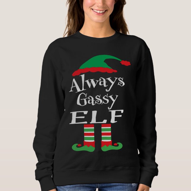 Youth Always Gassy Elf  Family Christmas Matching Sweatshirt (Vorderseite)
