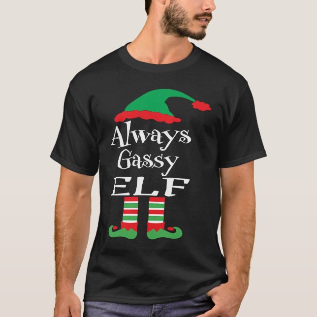 Youth Always Gassy Elf  Family Christmas Matching T-Shirt (Vorderseite)