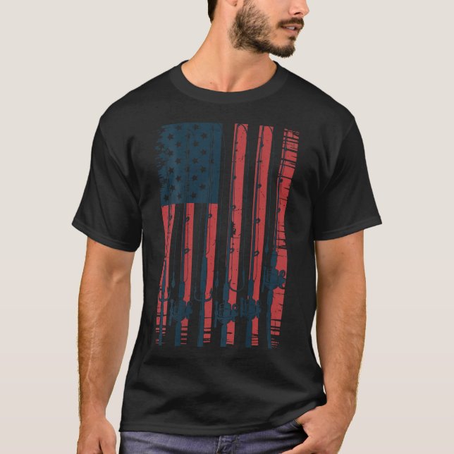 Youth American Flag Fishing Le Men Boys Patriotic  T-Shirt (Vorderseite)