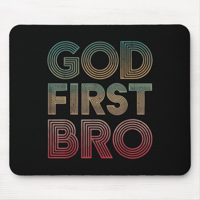 Youth Boy God First Bro Funny Christian God Brothe Mousepad (Vorne)