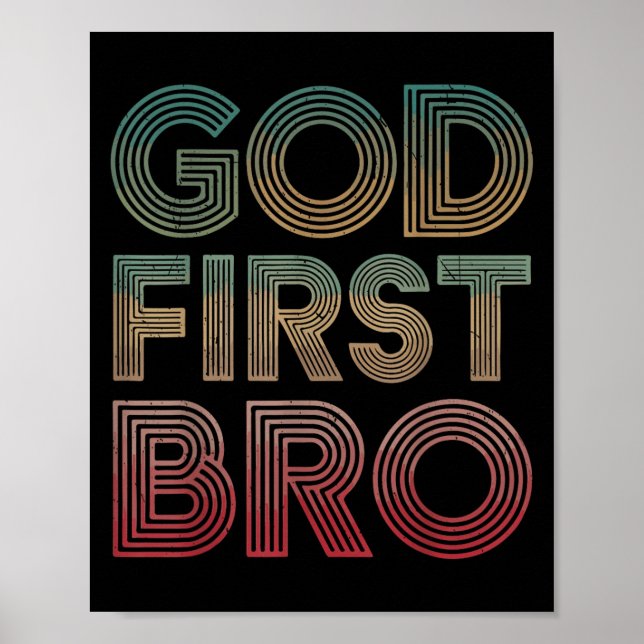 Youth Boy God First Bro Funny Christian God Brothe Poster (Vorne)