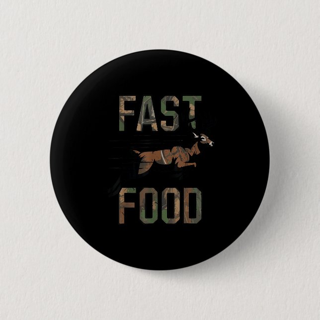 Youth Boys Camo Deer Hunting Fast Food Funny Hunti Button (Vorderseite)