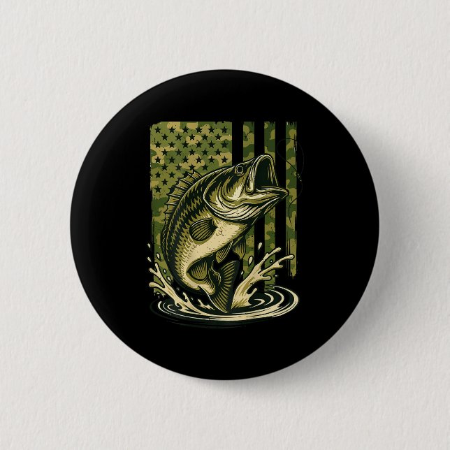 Youth Camo B Fish American Flag Freshwater North A Button (Vorderseite)