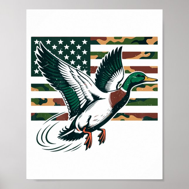 Youth Camo Mallard Duck Hunting Camouflage America Poster (Vorne)