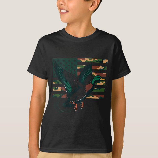 Youth Camo Mallard Duck Hunting Camouflage America T-Shirt (Vorderseite)