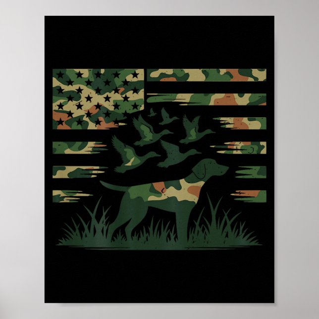Youth Camo Mallard Duck Hunting Dog Camouflage Ame Poster (Vorne)