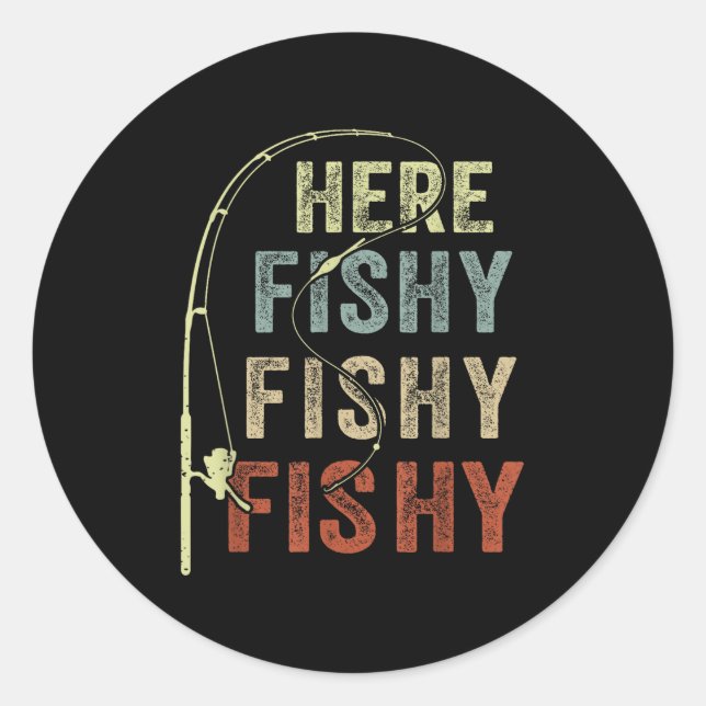 Youth Here-fishy Fishing-shirt Boys Toddler Funny  Runder Aufkleber (Vorderseite)