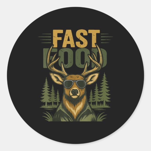 Youth Men Fast Food Camo Deer Hunting Boy Teen Hun Runder Aufkleber (Vorderseite)
