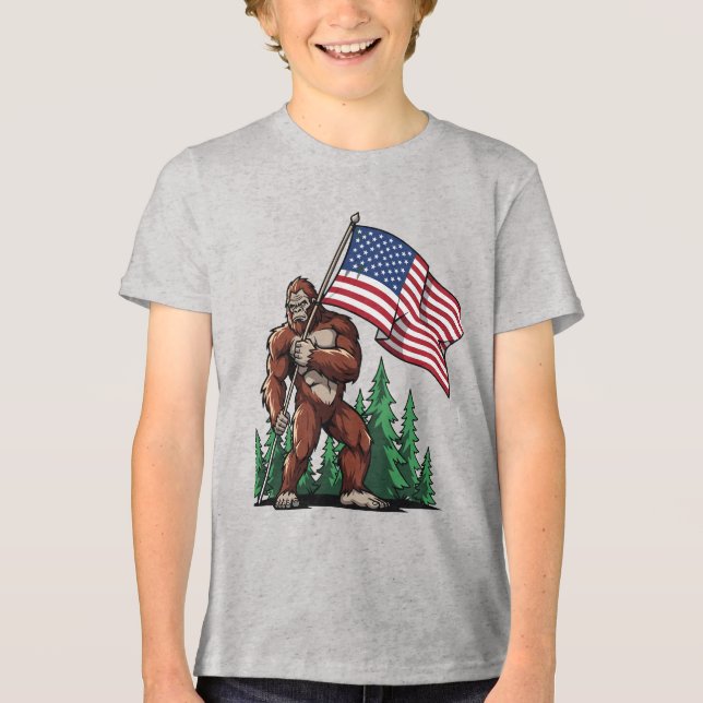Youth Patriotic American Flag Graphic Celebration  Tri-Blend Shirt (Vorderseite)