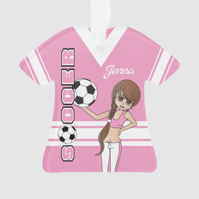Youth ⚽ Soccer Niedlich Girl | Rosa Ornament (Vorderseite)