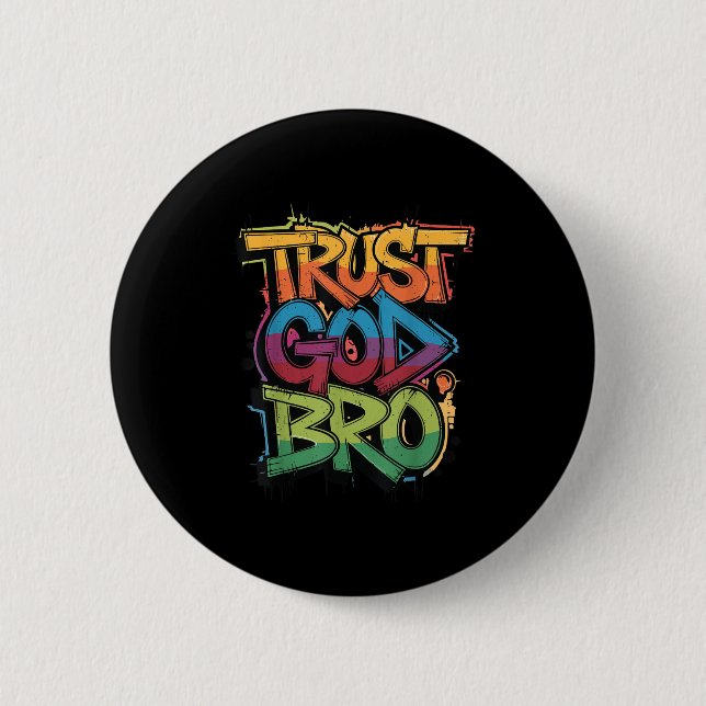 Youth Trust God Bro Funny Christian Boy Son Brothe Button (Vorderseite)