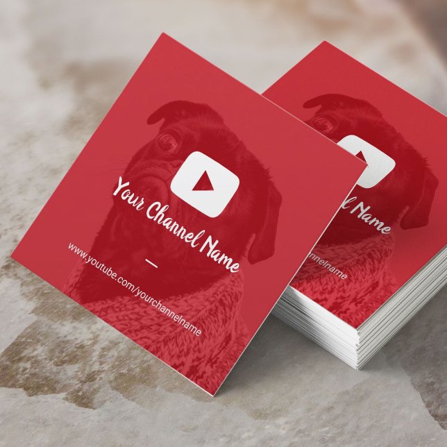 Youtube Channel Custom Red Foto Youtuber Quadratische Visitenkarte (Von Creator hochgeladen)