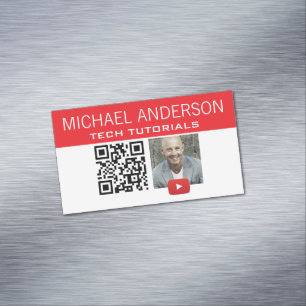 YouTube Channel-Logo und QR-Code  Moderner YouTube Magnetische Visitenkarte