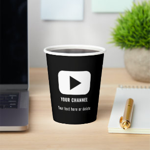 Youtube Channel Name Custom Black Pappbecher