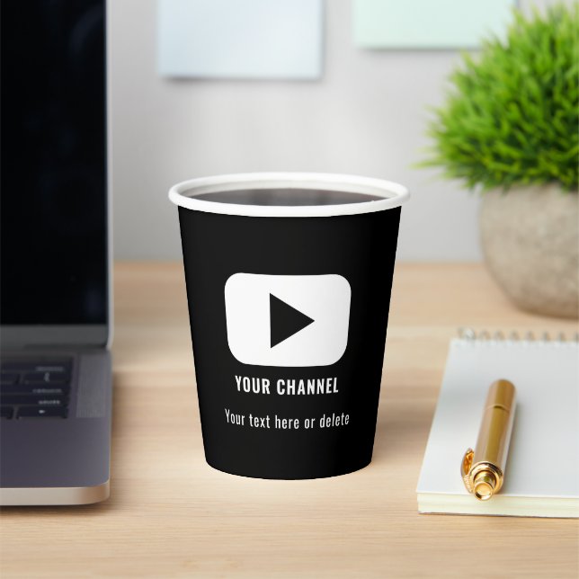 Youtube Channel Name Custom Black Pappbecher (InSitu)