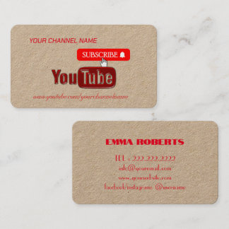  Youtube-Kanal, Youtuber  Visitenkarte