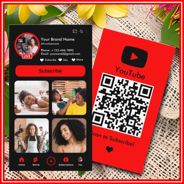 YouTube Red Influencer Vlogger Creator QR Code Visitenkarte (Von Creator hochgeladen)