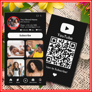 YouTube Schwarzer Influencer Vlogger Creator QR-Co Visitenkarte