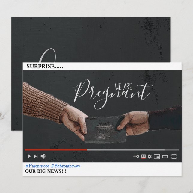 YouTube Thema Schwangerschaft Ankündigung Karte (Vorne/Hinten)