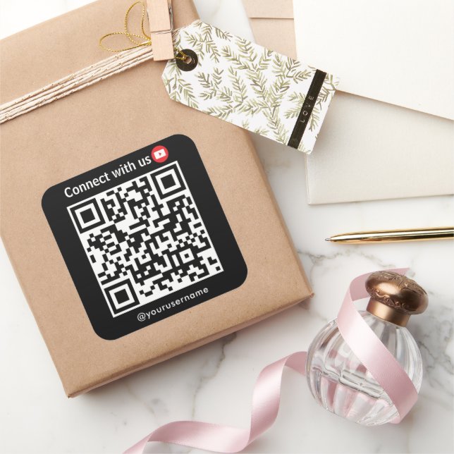 Youtube Verbindung mit US QR Code schwarz Quadratischer Aufkleber (Schenken)