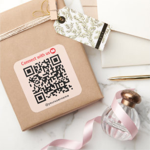 Youtube Verbindung mit USB QR Code Soft Peach Quadratischer Aufkleber