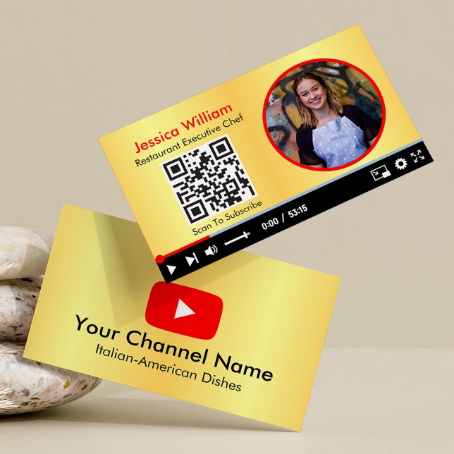 Youtube Vlogger Channel mit QR Code Golden Visitenkarte (Von Creator hochgeladen)