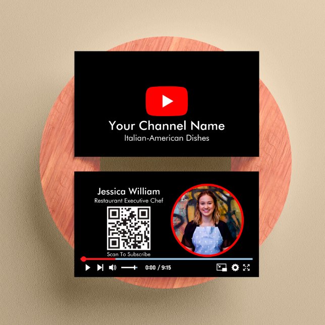 Youtube Vlogger Channel mit QR-Code schwarz Visitenkarte (Von Creator hochgeladen)