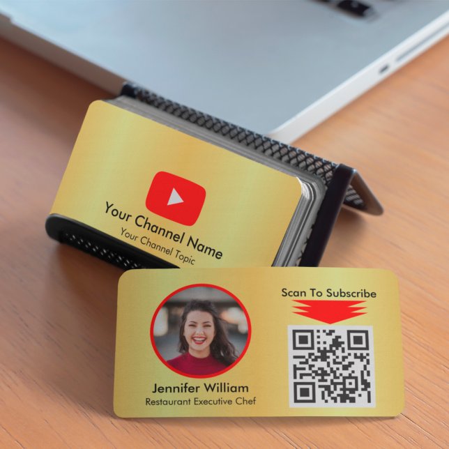 Youtube Vlogger Golden and Simple QR Code Visitenkarte (Von Creator hochgeladen)