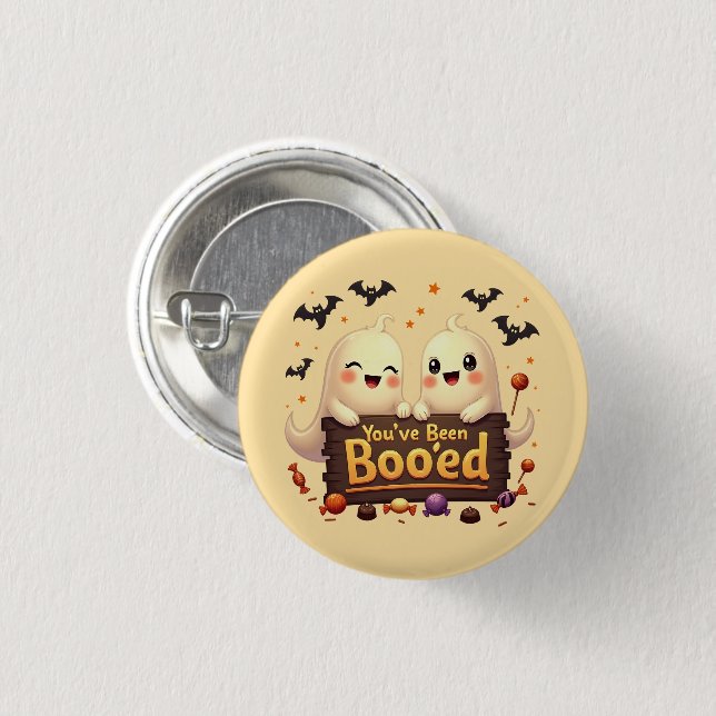 "You've Been Boo'ed" Cheerful Ghosts Button (Vorne & Hinten)