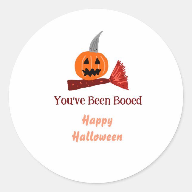 You've been Booed happy Halloween pumpink broom sc Runder Aufkleber (Vorderseite)