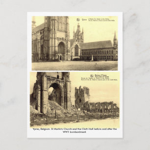 Ypres, Belgien - WW1 Bombardierung Postkarten