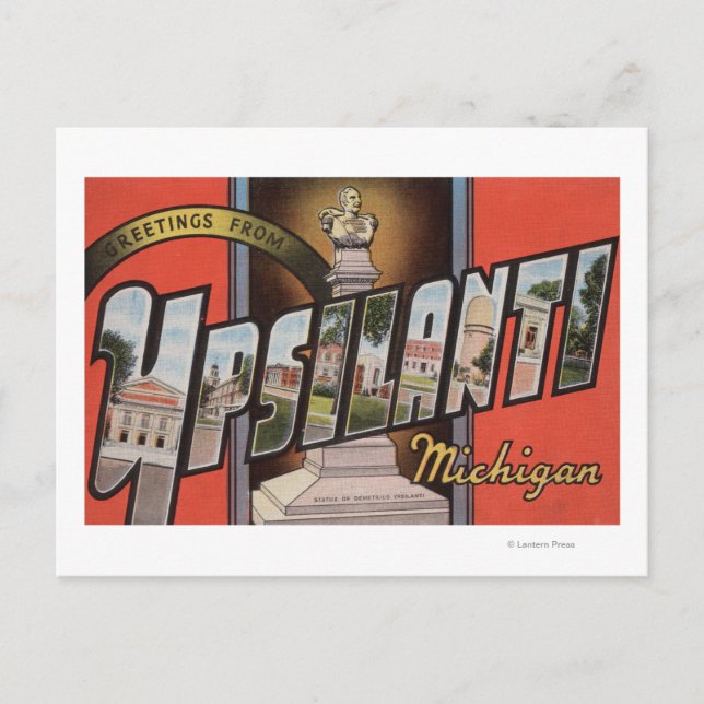 Ypsilanti, Michigan - Große Buchstabenszenen Postkarte (Vorderseite)