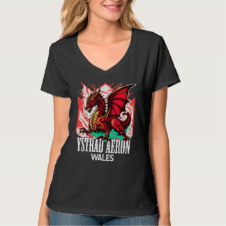 Ystrad Aeron Wales Welsh Flag Y Ddraig Goch Dragon T-Shirt