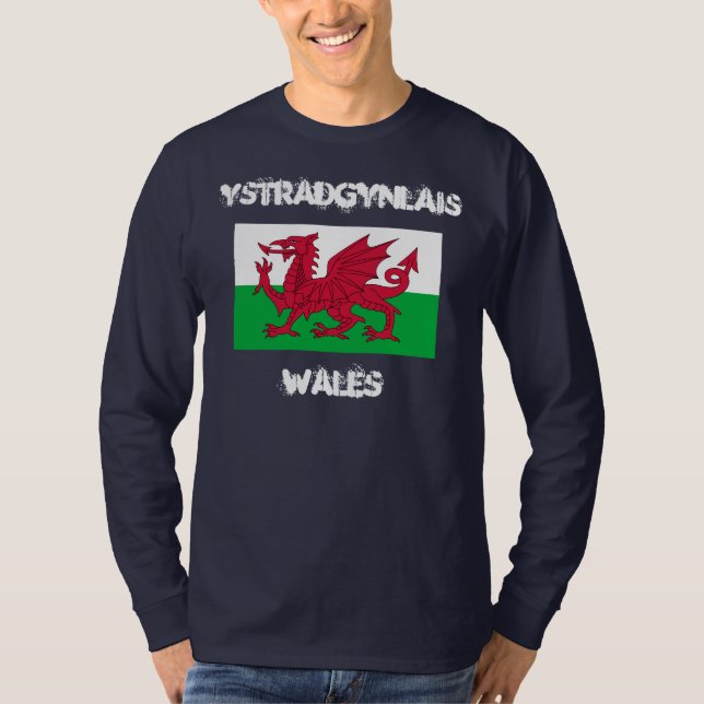 Ystradgynlais, Wales mit walisischer Flagge T-Shirt (Vorderseite)
