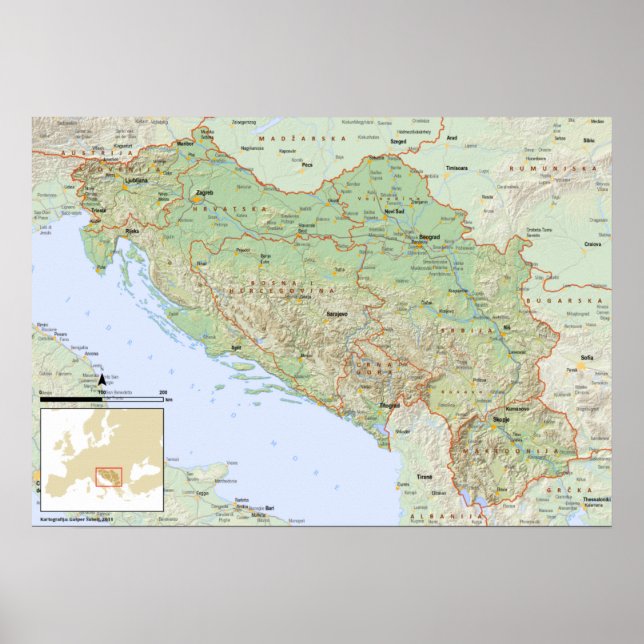 YU mapa hrvatski Poster (Vorne)