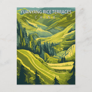 Yuanyang-Reisfelder China Vintage Reise Postkarte
