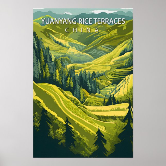 Yuanyang Rice Terraces China Travel Poster (Vorne)