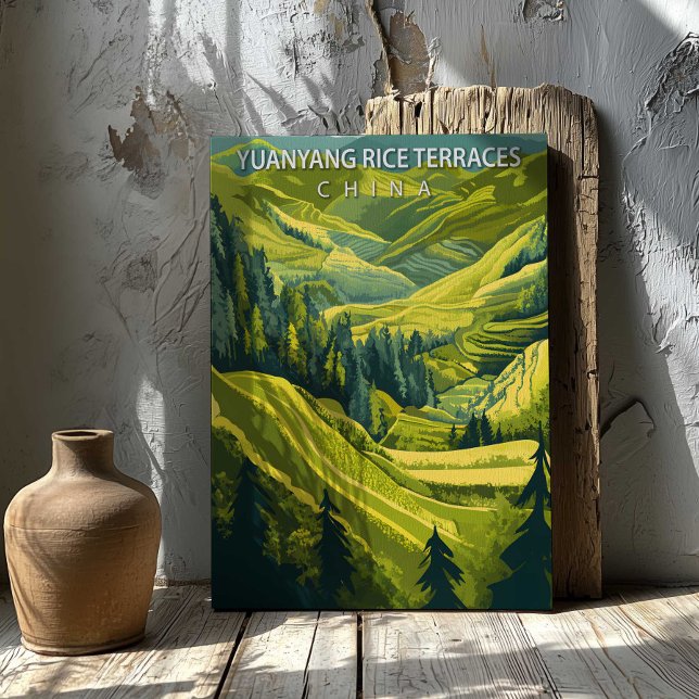 Yuanyang Rice Terraces China Travel Poster Canvas Leinwanddruck (Yuanyang Rice Terraces China Travel Poster Canvas Wall Art by TinkPrints. )