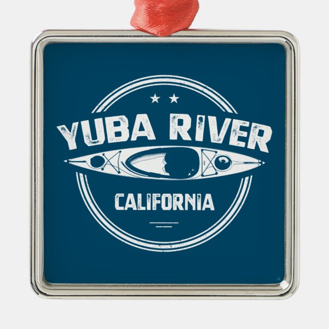 Yuba River California Kayaking Ornament Aus Metall (Vorne)