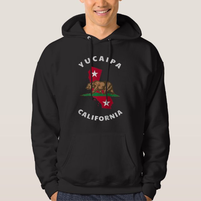 Yucaipa California CA Flag and Bear Badge Souvenir Hoodie (Vorderseite)
