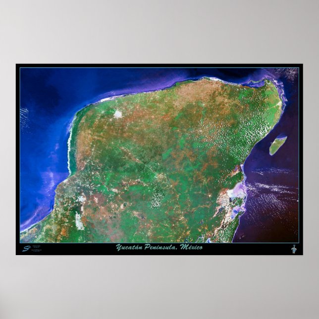 Yucatan Halbinsel, Mexiko-Satellitenposter Poster (Vorne)