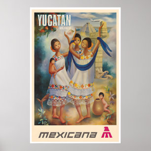 Yucatan Kunst Mexiko Reiseplakat Mexikanischer Dru Poster
