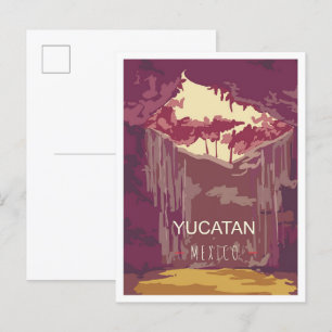Yucatan Mexiko Kunst Vintage Reiseillustration Postkarte