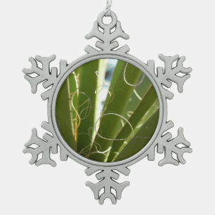 Yucca-Blätter Grüne Naturfotografie Schneeflocken Zinn-Ornament