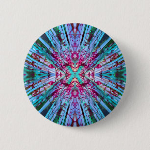 Yucca Op Art in Türkis Button