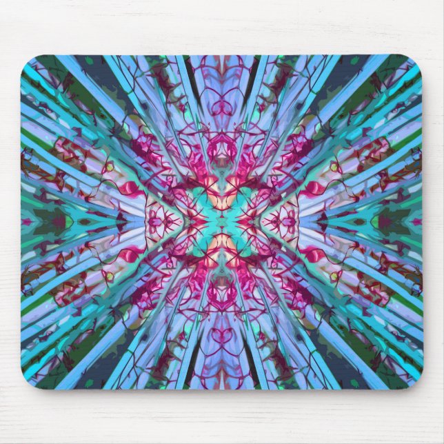 Yucca Op Art in Türkis Mousepad (Vorne)